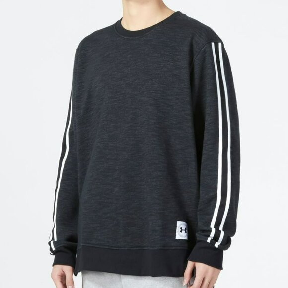 Under Armour Mens M Essential Fleece Heritage Crew Sweatshirt Grey Black 1996 UA - Picture 13 of 14